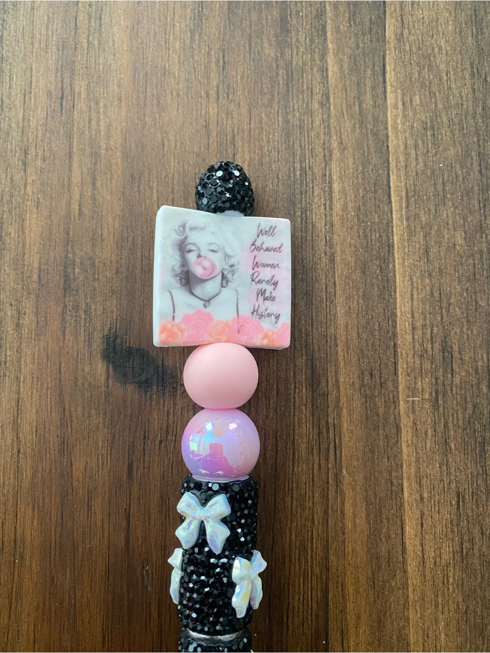 New Marylin Monroe Black & Pink Decorative Beaded Pen